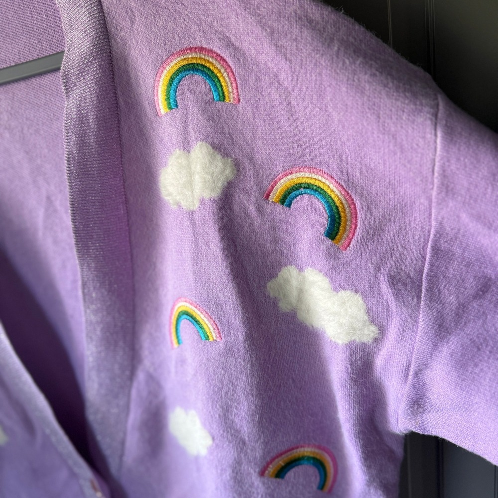 Unique Vintage Women's Purple & Rainbows Aspen Cardigan, XL - Picture 10 of 12